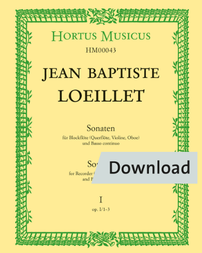 Sonatas for Recorder (Flute, Violin, Oboe) and Basso continuo, op. I/1-3 — Loeillet Jean Baptiste (de Gant)