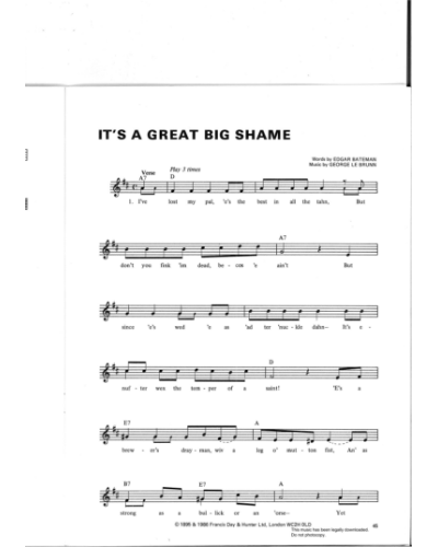 It's A Great Big Shame — George Le Brunn