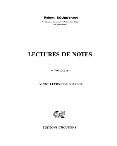 Lectures de notes, Vol. 2 — Robert Soubeyran