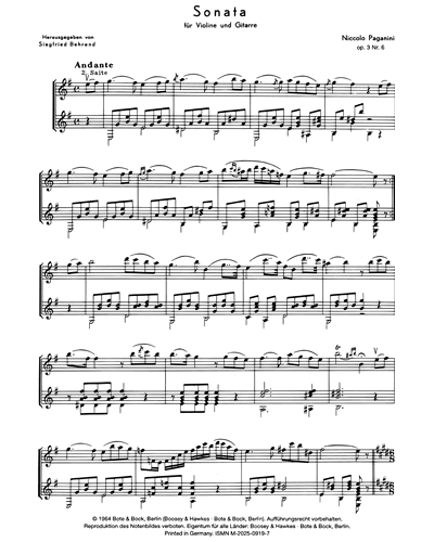 Sonata in E minor, op. 3/6 — 帕格尼尼