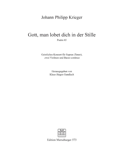 Psalm 65: 'Gott, man lobet dich in der Stille' — Johann Philipp Krieger