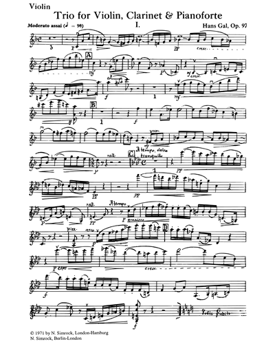 Trio in F for Violin, Clarinet & Piano, op. 97 — Hans Gál