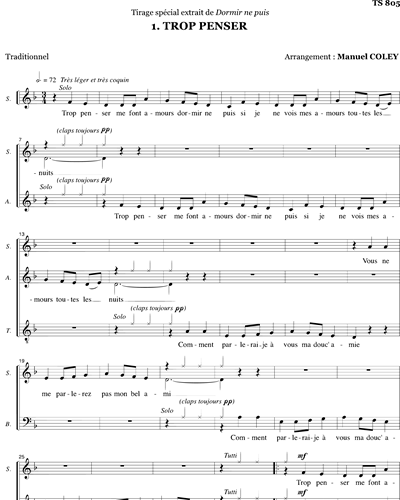 Trop Penser - from Dormir ne puis — Manuel Coley