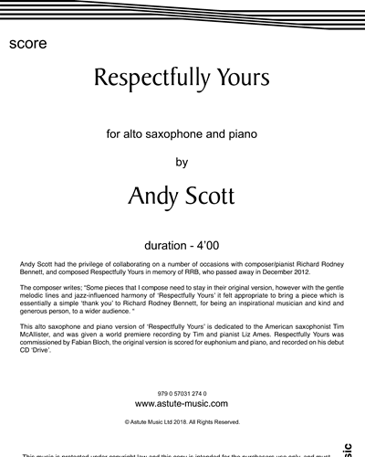 Respectfully Yours (alto sax & piano) — Andy Scott