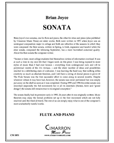 Sonata for Flute and Piano — Brian Joyce