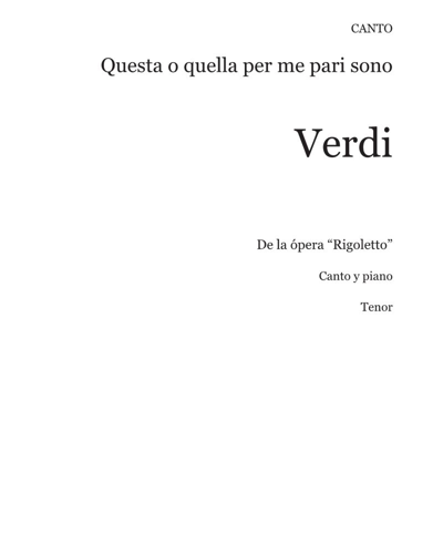 Questa o quella per me pari sono — Giuseppe Verdi