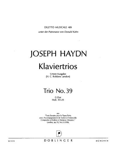 Piano Trio No. 39 in G major, Hob. XV:25 — Joseph Haydn