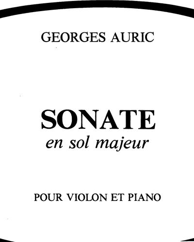 Sonata in G major — Georges Auric