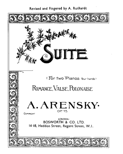 Suite for Two Pianos Four Hands, op. 15 — 阿连斯基