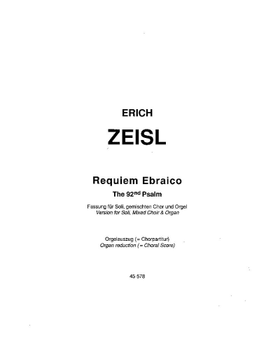 Requiem Ebraico: The 92nd Psalm — Eric Zeisl