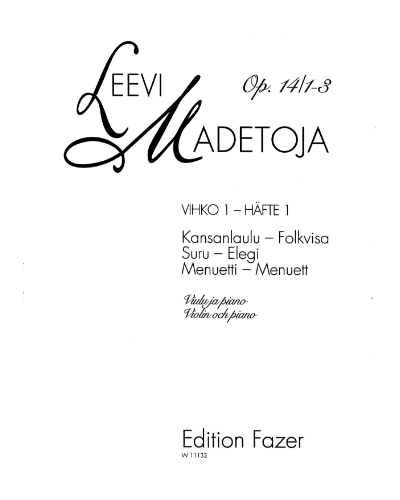 Kansanlaulu, Suru, Menuetti, op. 14/1-3 — 莱维·马代托亚