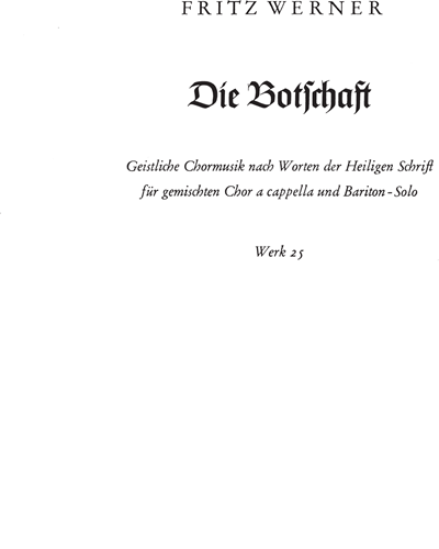 Die Botschaft, op. 25 — Fritz Werner