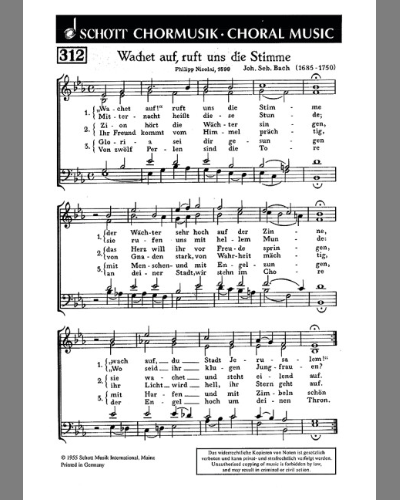 Wachet auf, ruft uns die Stimme — Johann Sebastian Bach