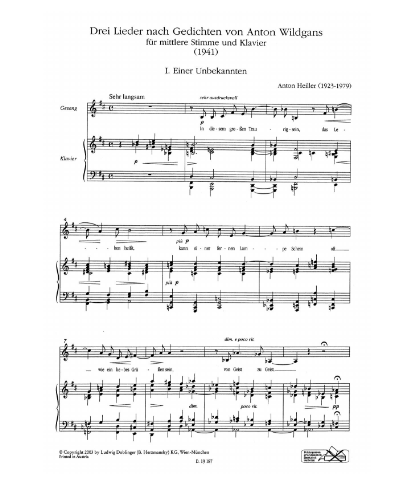 Drei Lieder nach Gedichten von Anton Wildgans — Anton Heiller