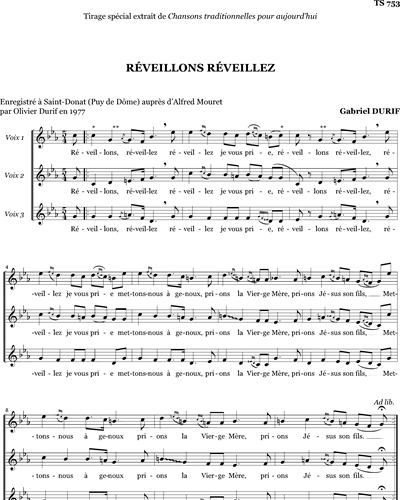 Réveillons, réveillez — Gabriel Durif