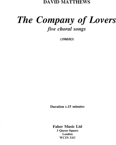 The Company of Lovers, op. 25 — David Matthews