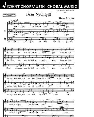 Acht Chorlieder (from 'Des Knaben Wunderhorn') — Harald Genzmer