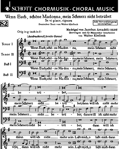 Wenn Euch, schöne Madonna — Jacques Arcadelt