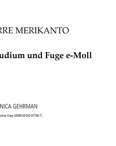 Prelude and Fugue in E minor — Aarre Merikanto
