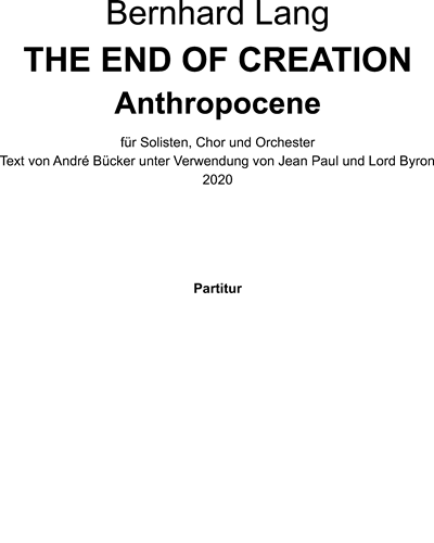 The End of Creation — Bernhard Lang