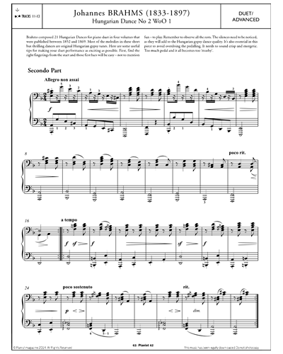 Hungarian Dance No. 2, WoO 1 — 勃拉姆斯