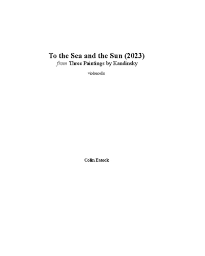 To the Sea and the Sun (2023) — Colin Eatock