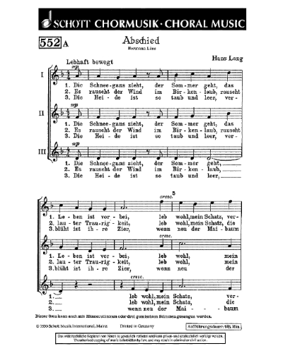 Abschied / Der Maie — Hans Lang