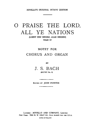 O Praise the Lord, All Ye Nations — Johann Sebastian Bach