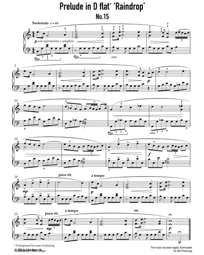 Prelude in D-flat 'Raindrop', op. 28 No. 15 — Frédéric Chopin