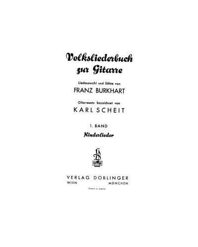 Folk Songs for Voice and Guitar, Vol. 1 — Franz Burkhart