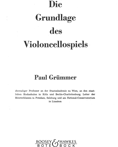 Die Grundlagen des Violoncellospiels — Paul Gruemmer