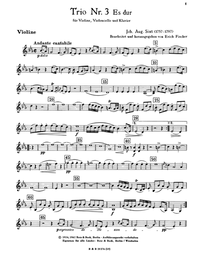 Three Trios, No. 2 in G major — Johann August Sixt