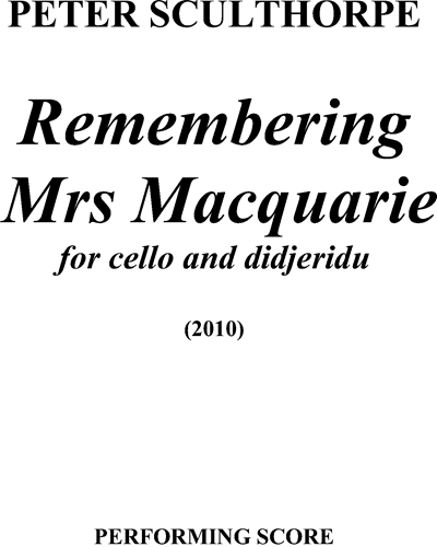 Remembering Mrs Macquarie — Peter Sculthorpe