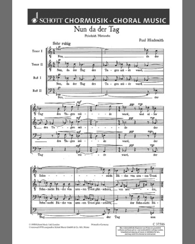 Nun da der Tag des Tages müde ward — 欣德米特