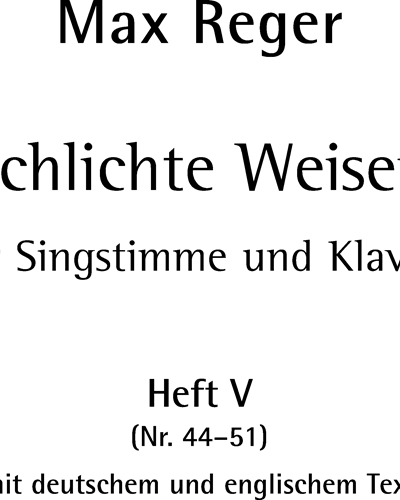 Simple Melodies, op. 76, Heft 5 (Nos. 44-51) — Max Reger