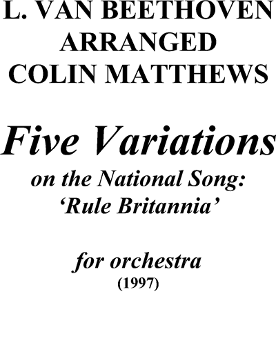 Five Variations on the National Song: 'Rule Britannia' — 贝多芬