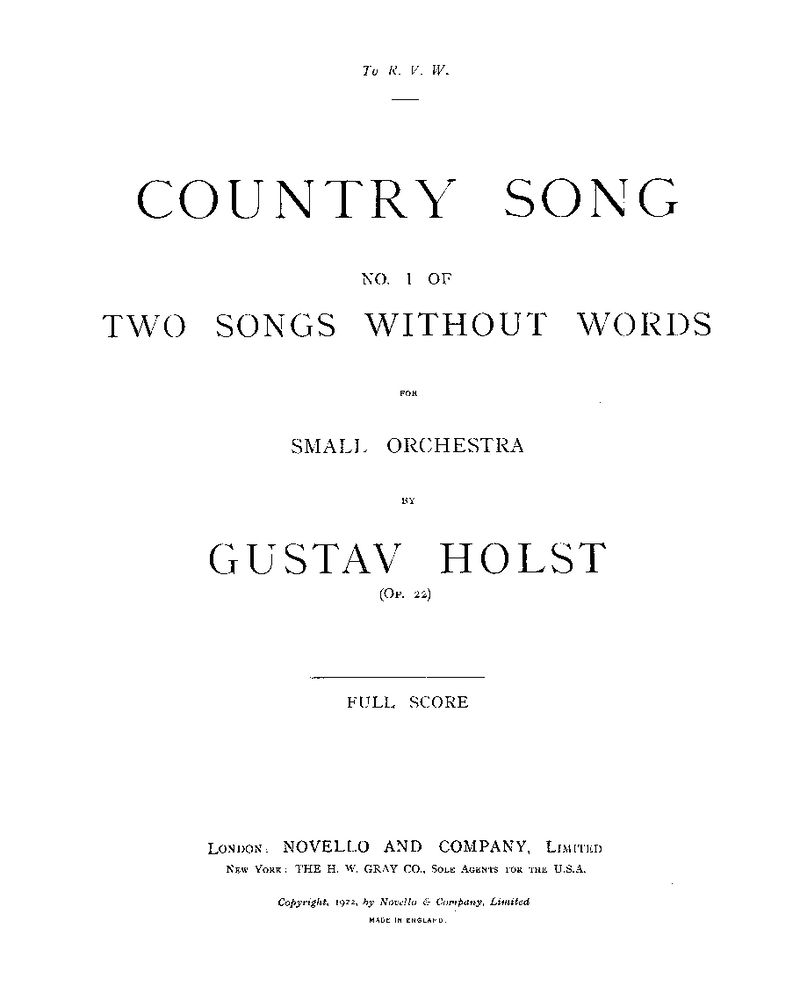 Country Song, op. 22 — 霍尔斯特