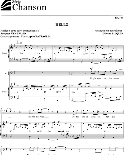 Hello - Choeur piano — Jacques Veneruso