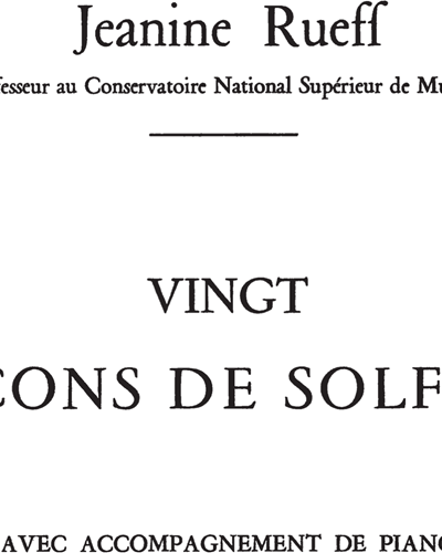 Twenty Lessons in Solfège — Jeanine Rueff