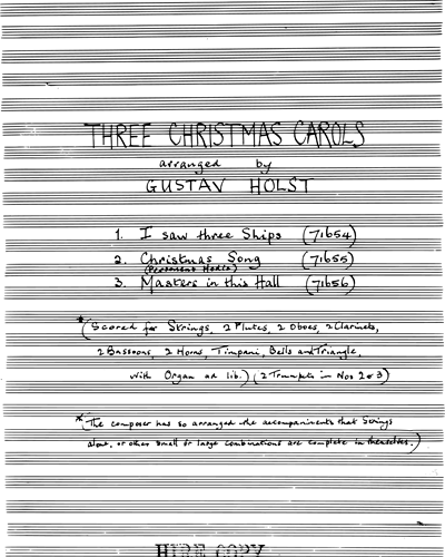 Three Christmas Carols — 霍尔斯特