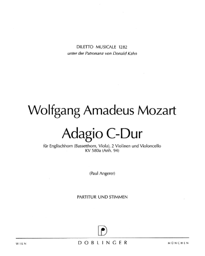 Adagio in C major, K. 580a — 莫扎特