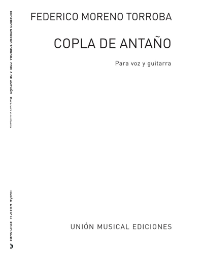 Copla de antaño — Federico Moreno Torroba