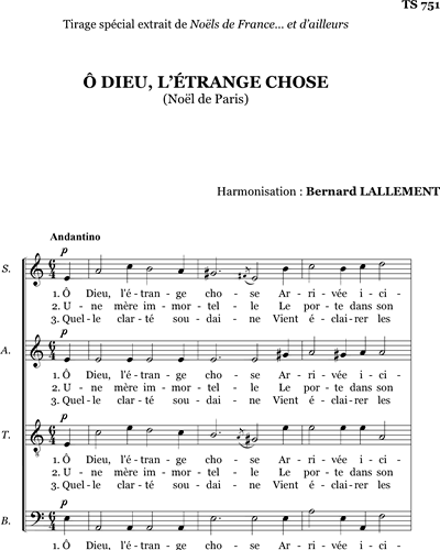 O Dieu l'étrange chose — Bernard Lallement