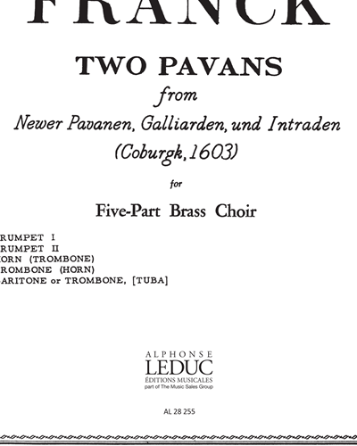 Two Pavans for Five-Part Brass Choir No. 16 — Melchior Franck