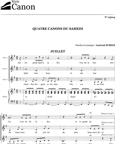 Quatre canons du samedi — Laurent Subias