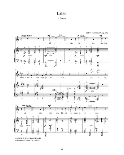 Lähtö- Uppbrott (No. 2 from 'Syksy-Höst, op. 68') — 莱维·马代托亚