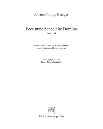 Psalm 134: Ecce nunc benedicite Domino — Johann Philipp Krieger