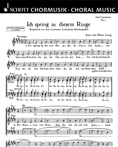 Fünf Tanzlieder — Hans Lang