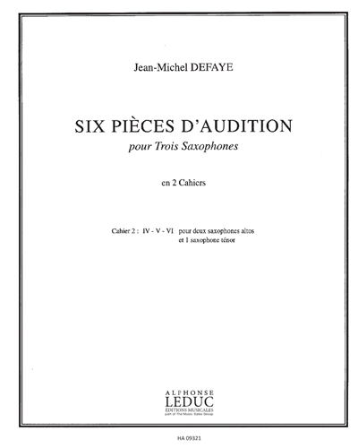 Six Pièces d'Audition pour Trois Saxophones, Vol. 2 — Jean-Michel Defaye