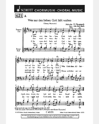 Wer nur den lieben Gott lässt walten / Jesu, geh voran — 巴赫